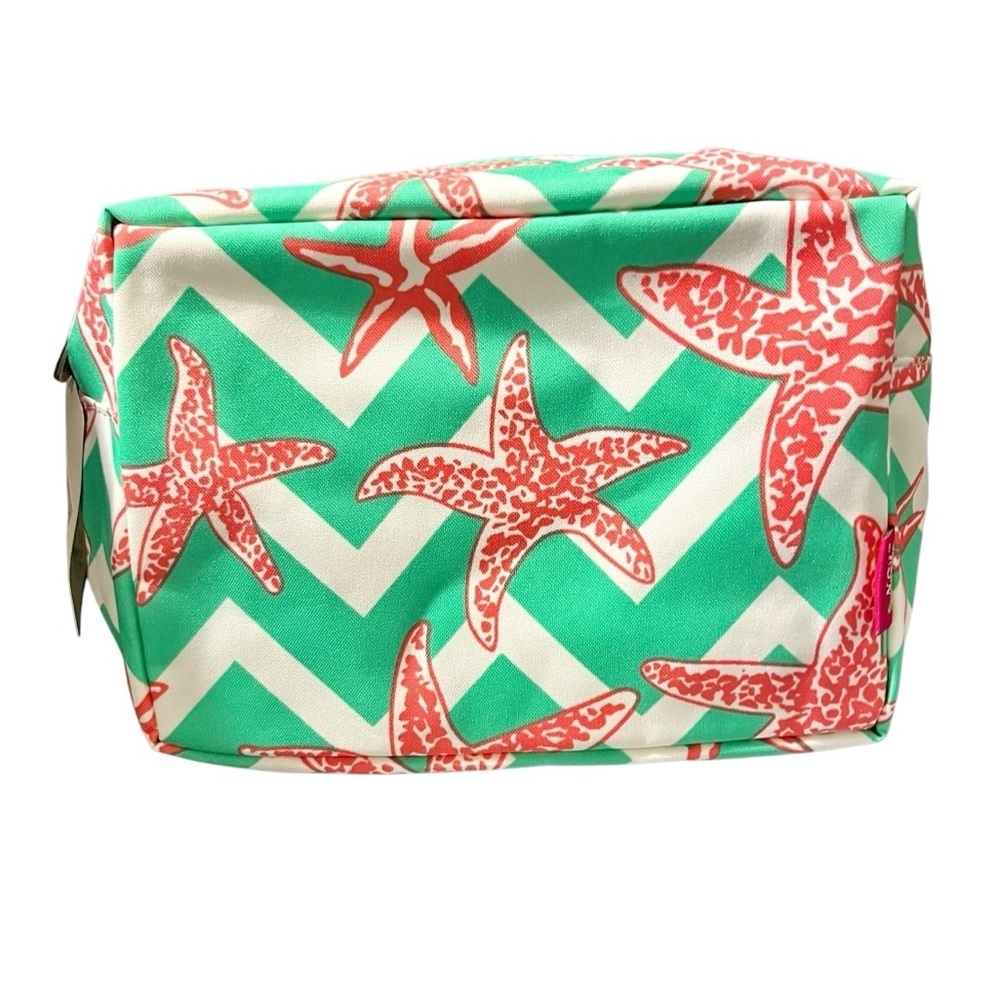 N.Gil Chevron Starfish Makeup Bag 12” X 9” New